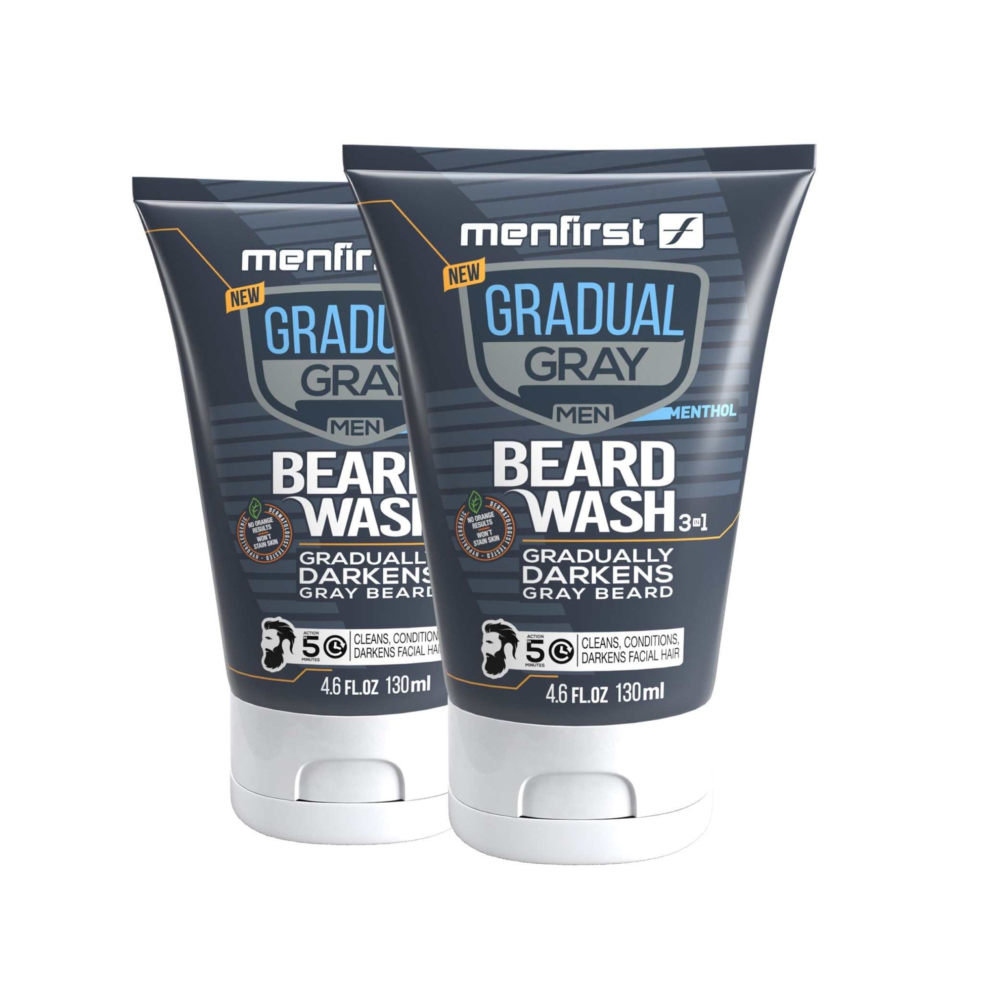 Menfirst Gradual Gray - Beard Wash - Natural Darkening Formula - 1 Pack - 4.6 oz Each - MENLL