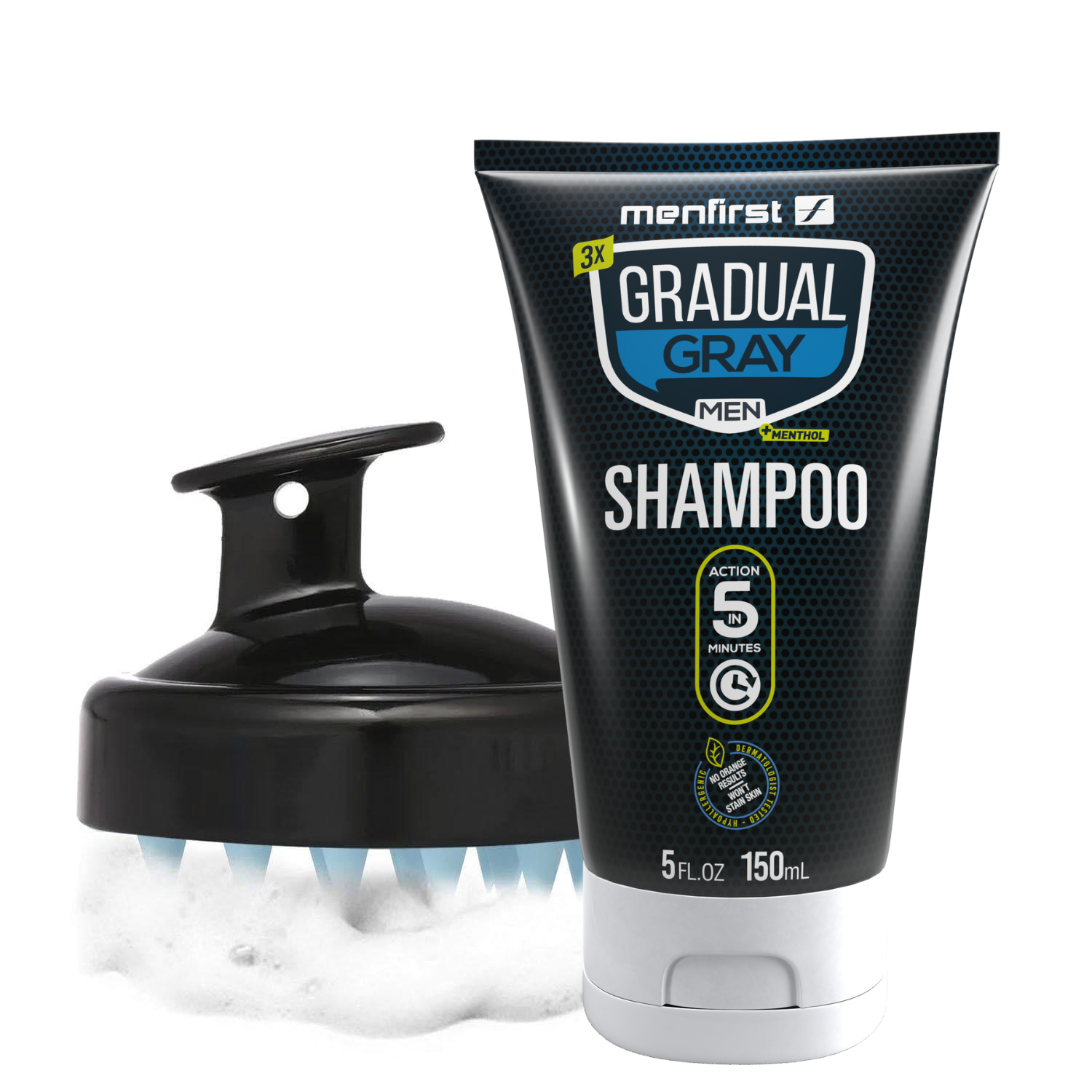 Menfirst Gradual Gray - 3-in-1 Shampoo & Scalp Brush & Massager - 2 Pa Menfirst
