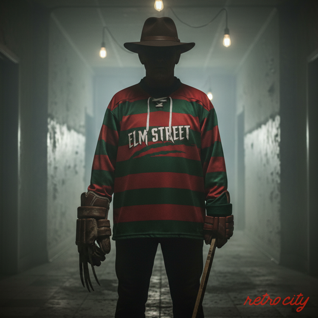 Retro City Threads Elm Street Custom Lace-Up Hockey Jersey - Close Up