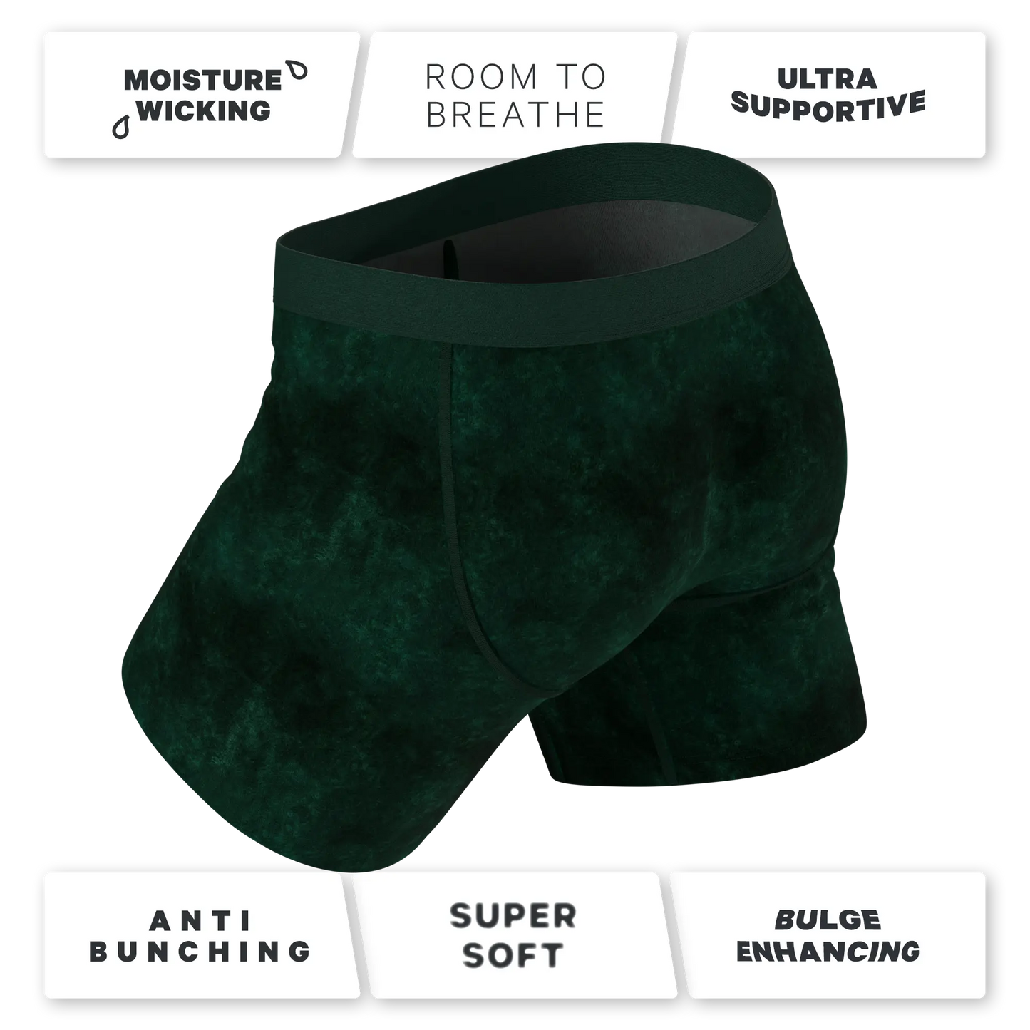 The Extravagance | Dark Green Velvet Ball Hammock Pouch® Boxer Shinesty