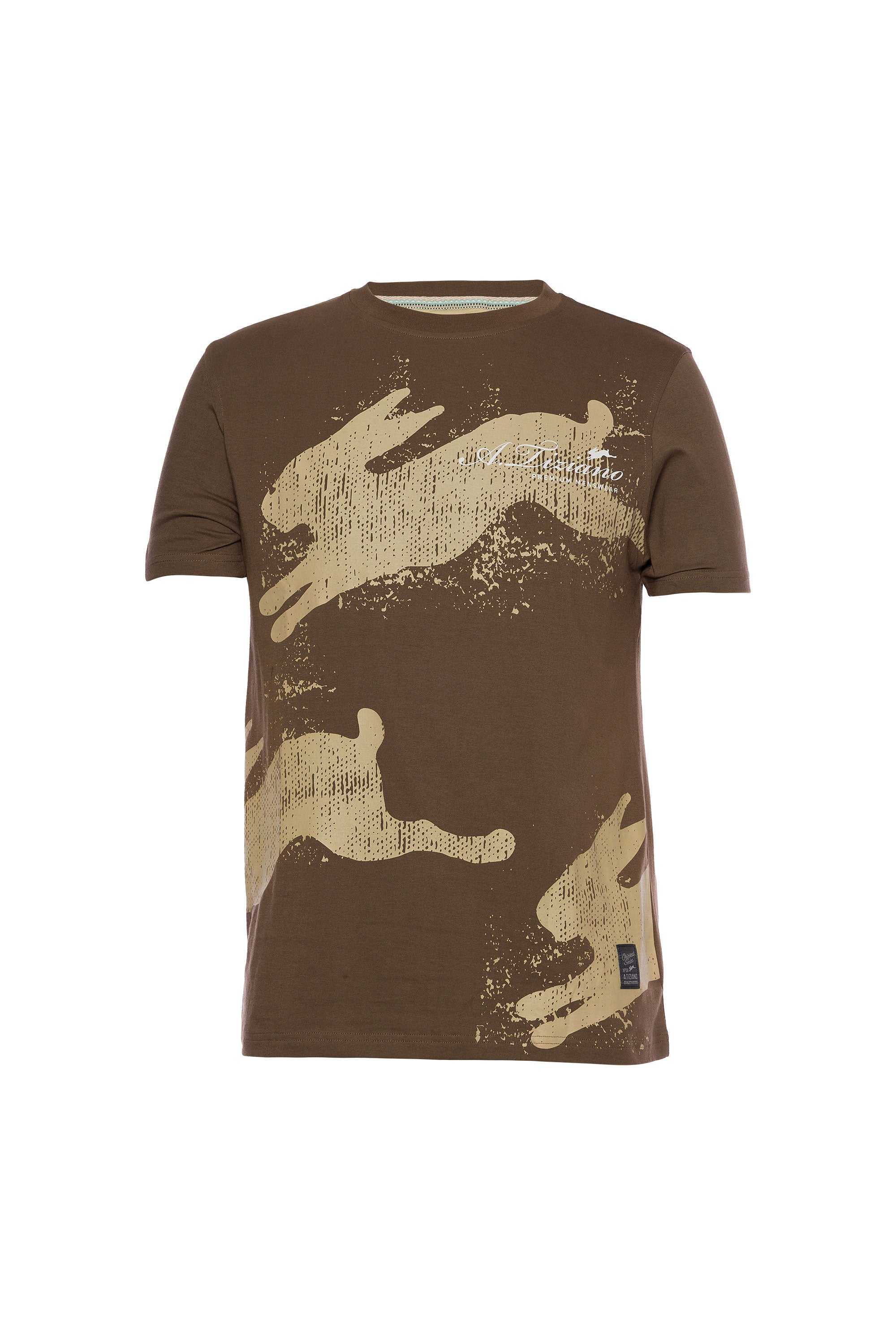 Floyd Graphic Print Tee with rabbit screen print, short sleeve crew, 100% cotton jersey.