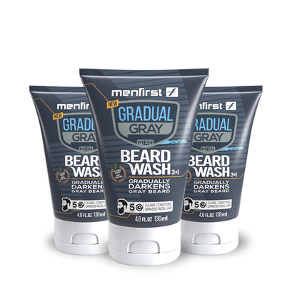 Menfirst Gradual Gray - Beard Wash - Natural Darkening Formula - 1 Pack - 4.6 oz Each - MENLL