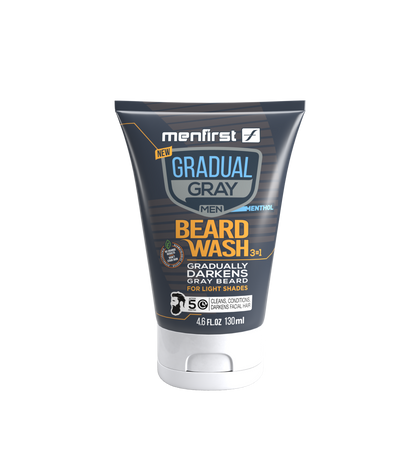 Menfirst Gradual Gray - Beard Wash - Natural Darkening Formula - 1 Pack - 4.6 oz Each - MENLL