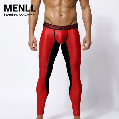 Mens Ultra Thin High Elastic Warm Pants Nylon Spandex