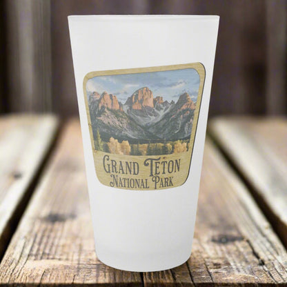 Grand Teton National Park Frosted Pint Glass Sign