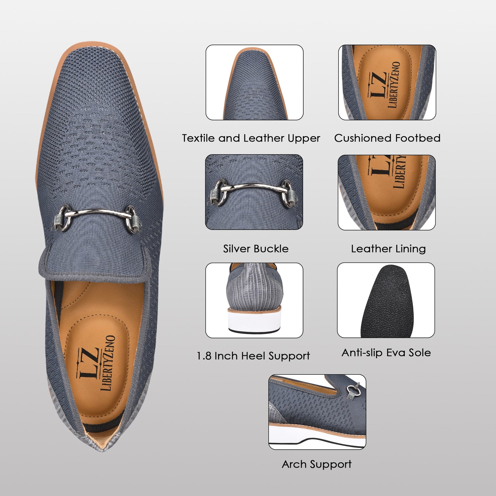 Accessories - Jack Mens Leather Textile Casual Loafers LIBERTYZENO