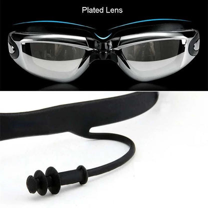 Men Swim Shorts Waterproof Goggles & Ear-plug Cap - MENLL