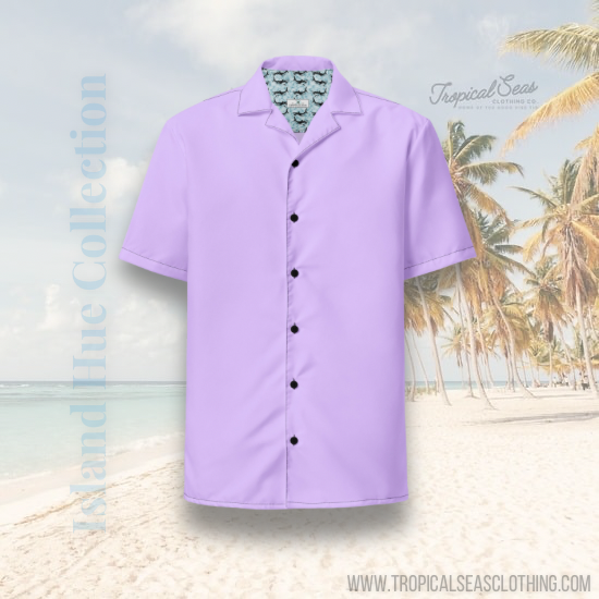 Labelless Deep Purple Button Down Camp Shirt - MENLL