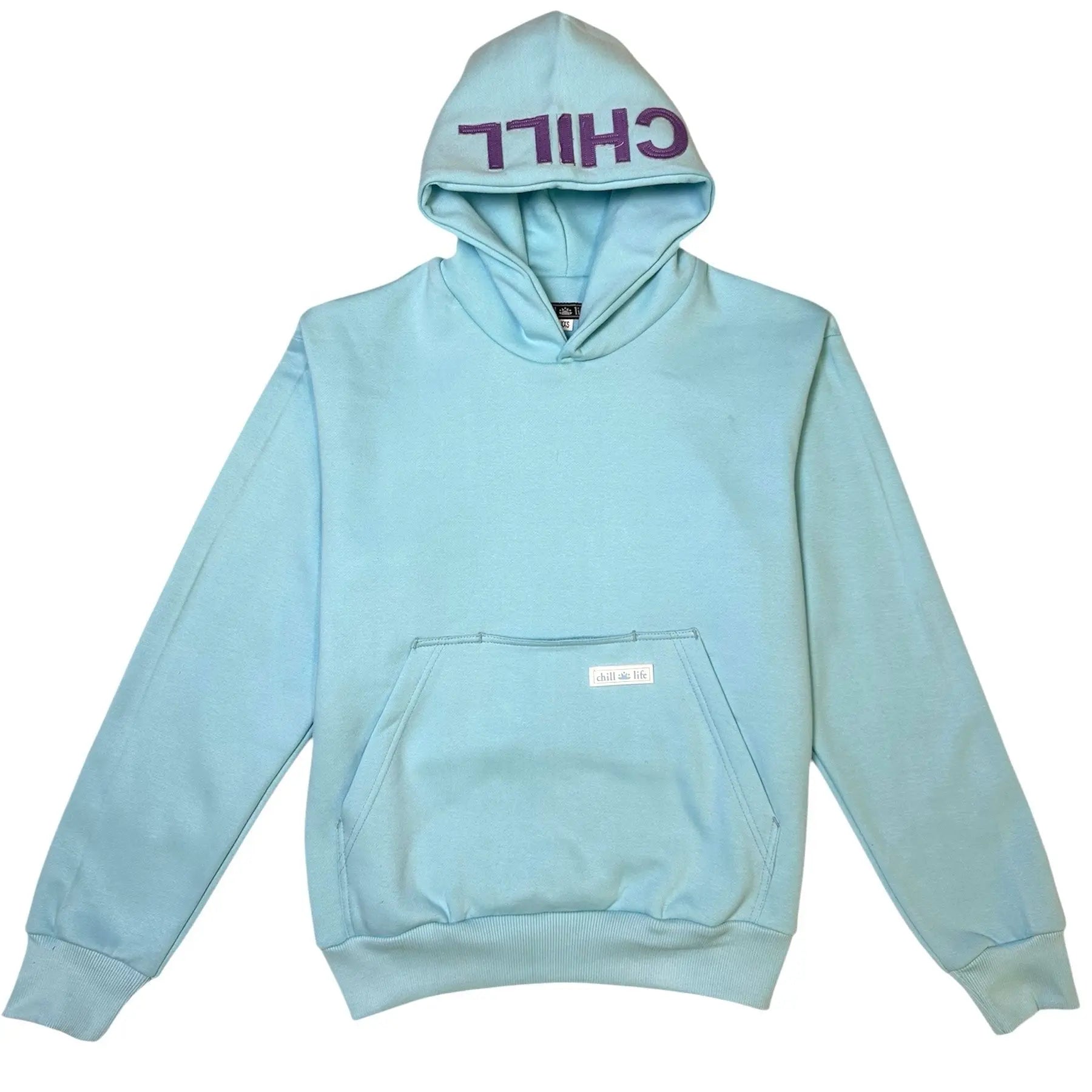 Zen Zip Serenity Applique Hoodie- Sky Blue/Lilac chill life style