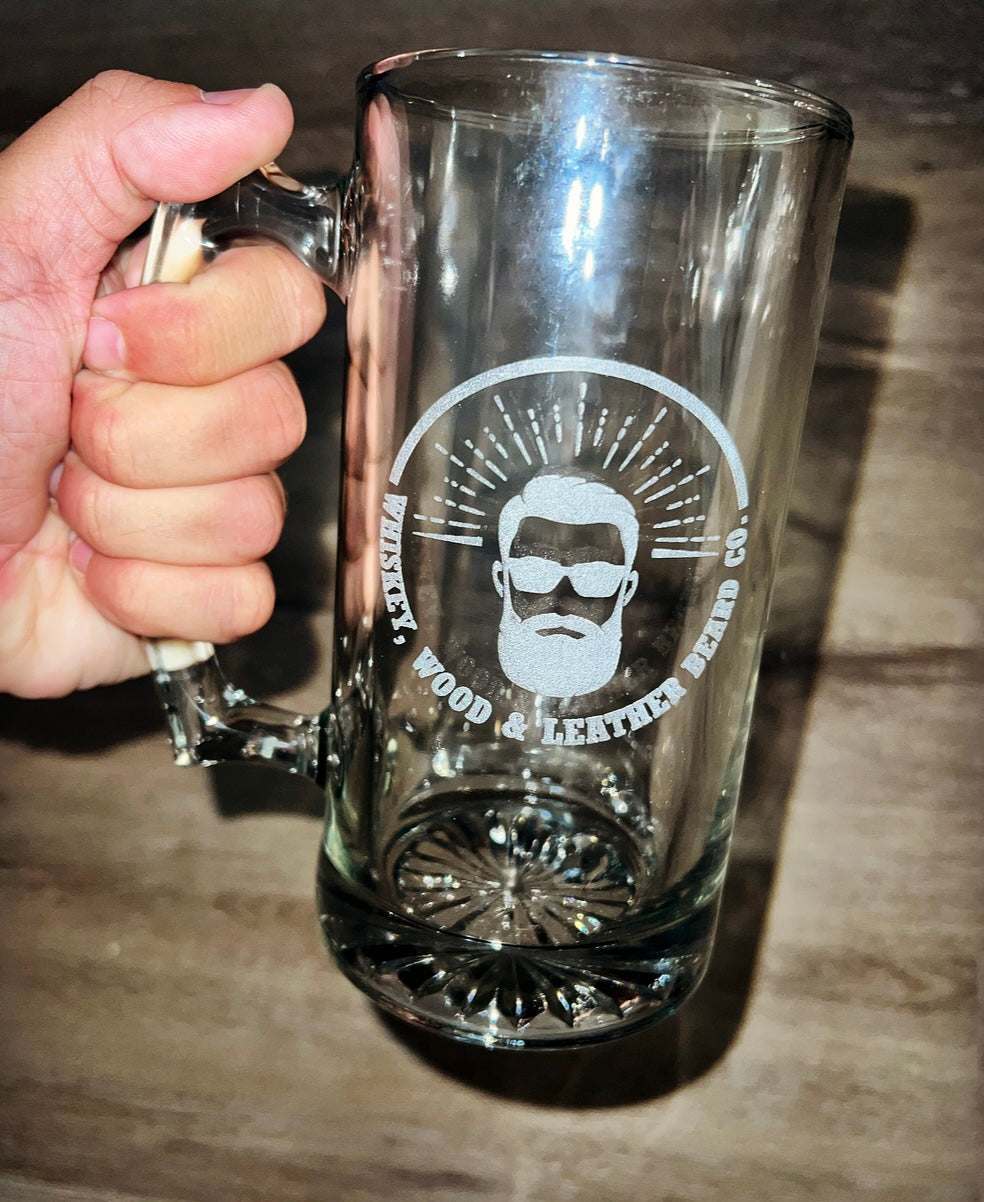 26 oz beer mug with handle and sturdy base, perfect for beer lovers.