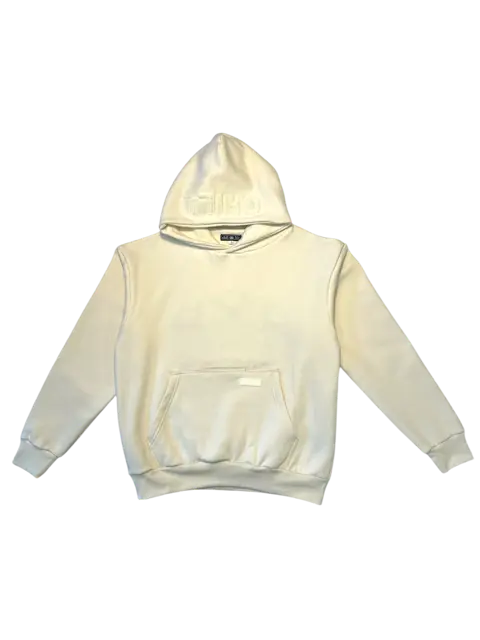 Zen Zip Chenille Applique Hoodie - Ivory | MENLL