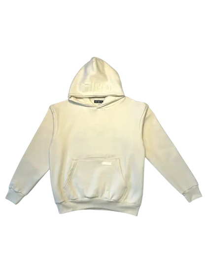 Zen Zip Chenille Applique Hoodie - Ivory | MENLL