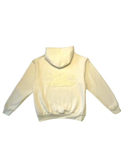 Zen Zip Chenille Applique Hoodie - Ivory | MENLL