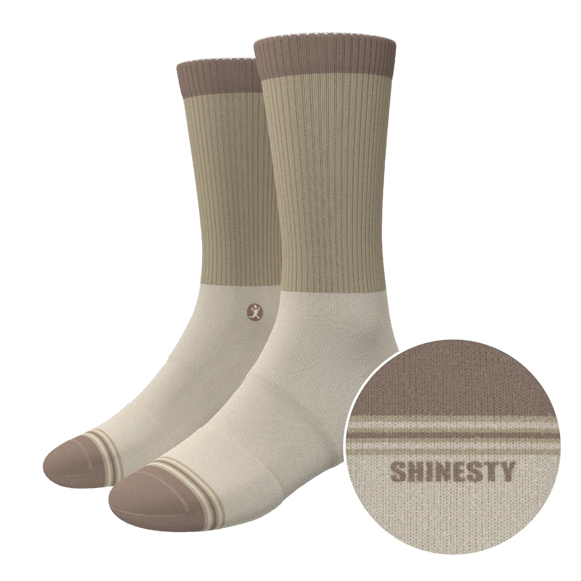 The Khaki | Tan Color Block Heel Hammock™ Crew Socks - MENLL