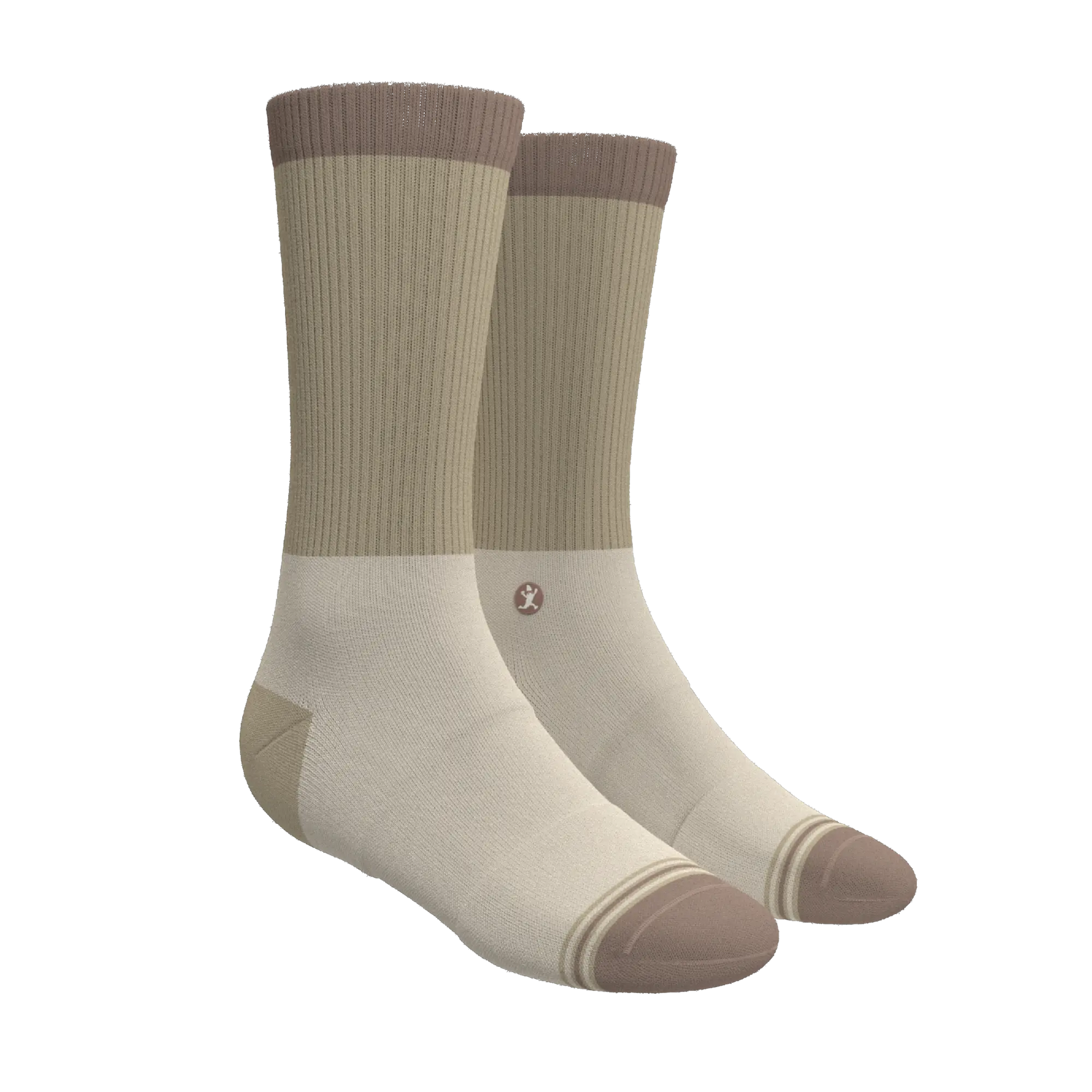 The Khaki | Tan Color Block Heel Hammock™ Crew Socks - MENLL