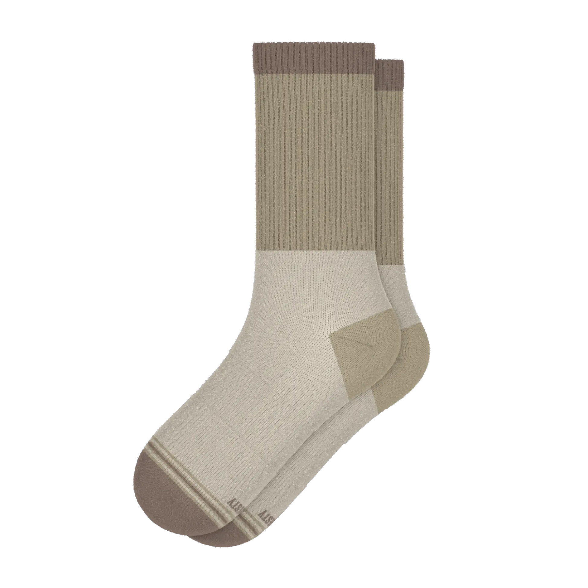 The Khaki | Tan Color Block Heel Hammock™ Crew Socks - MENLL