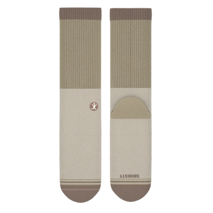 The Khaki | Tan Color Block Heel Hammock™ Crew Socks - MENLL