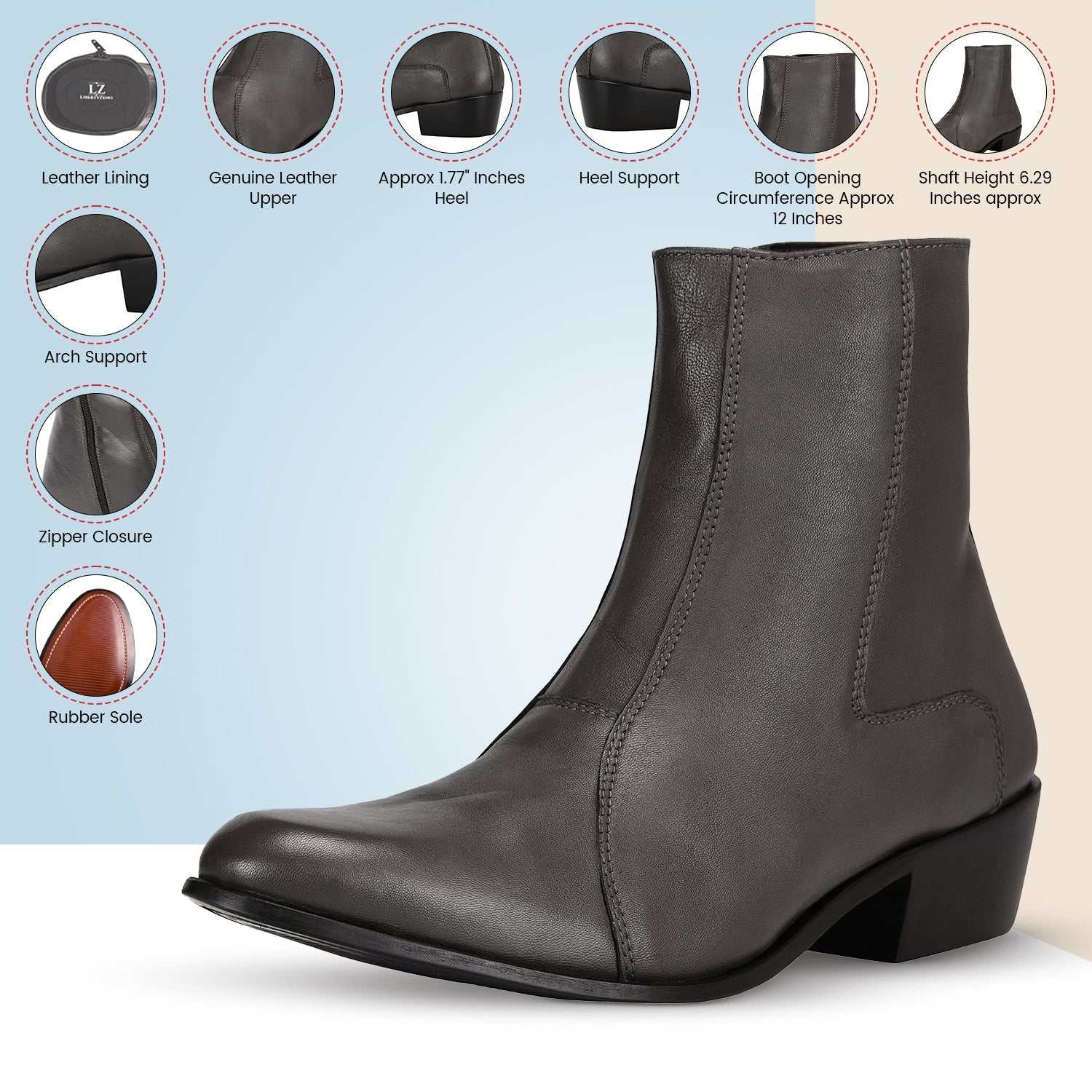 Jazzy Jackman Leather Ankle Length Boots for Men - MENLL