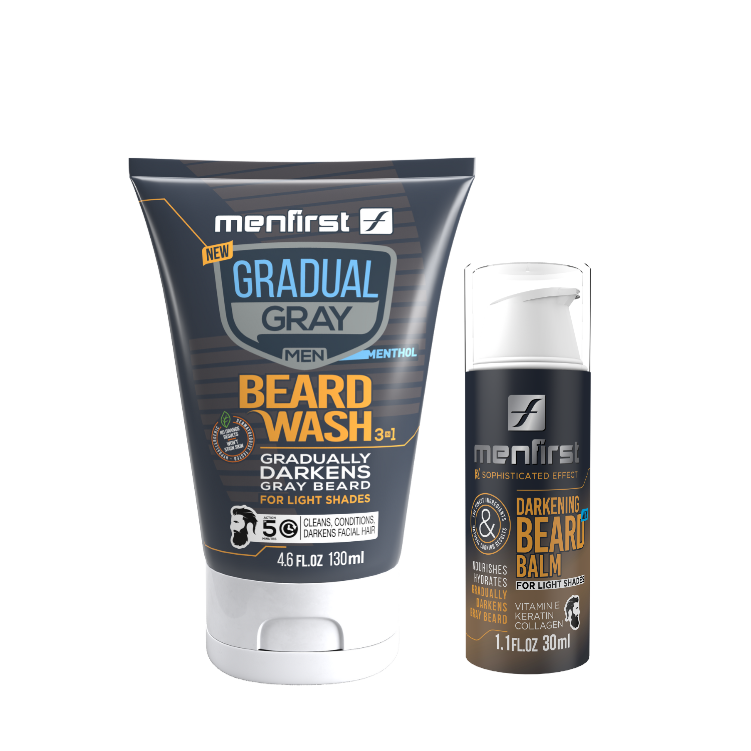 Menfirst Gradual Gray - Good Bye Gray Hair - Beard Wash & Darkening Be Menfirst