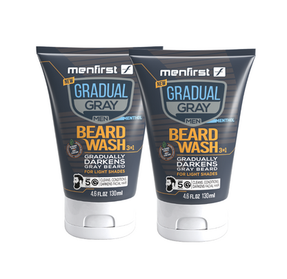 Menfirst Gradual Gray - Beard Wash - Natural Darkening Formula - 1 Pack - 4.6 oz Each - MENLL