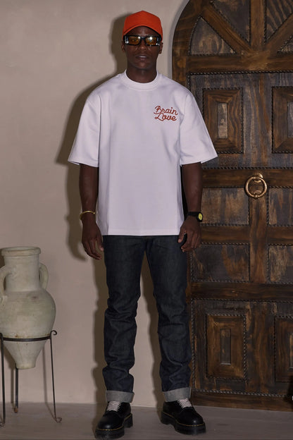 Love You T Shirt White Short Sleeve Cotton Tee Relaxed Fit - MENLL