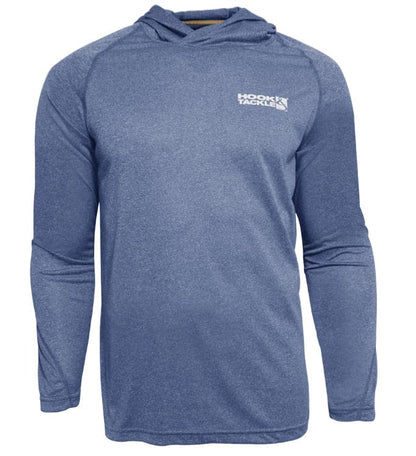 Side view of Hook & Tackle Men's Seamount L/S UV Fishing Hoodie, illustrating its comfortable fit for active anglers.