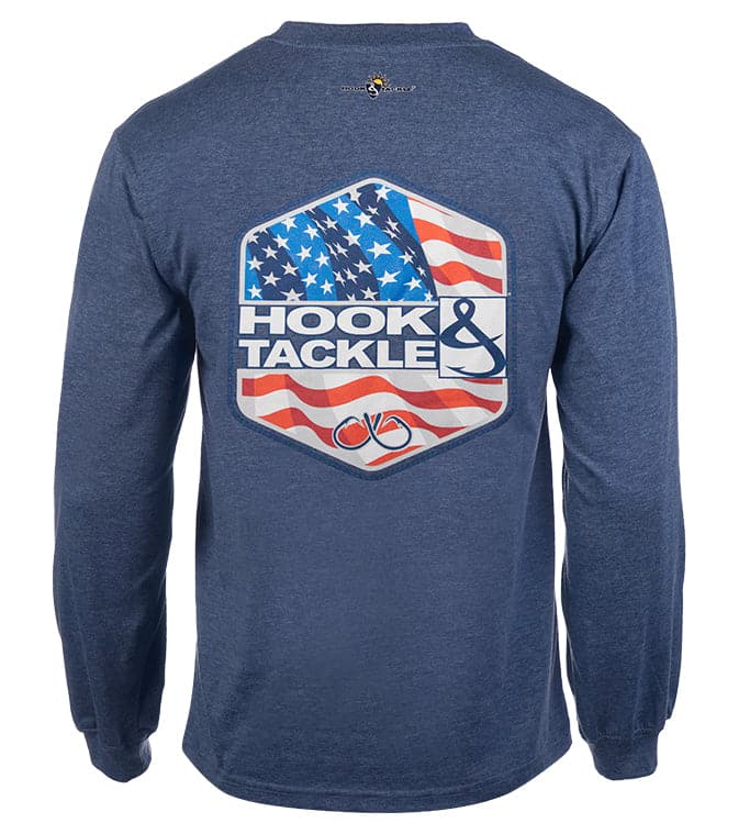 Men's Star Spangled L/S UV Fishing T-Shirt Hook & Tackle