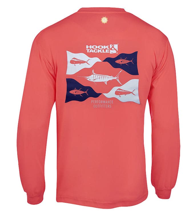 Activewear - Men's Fish Flags L/S UV Fishing T-Shirt Hook & Tackle