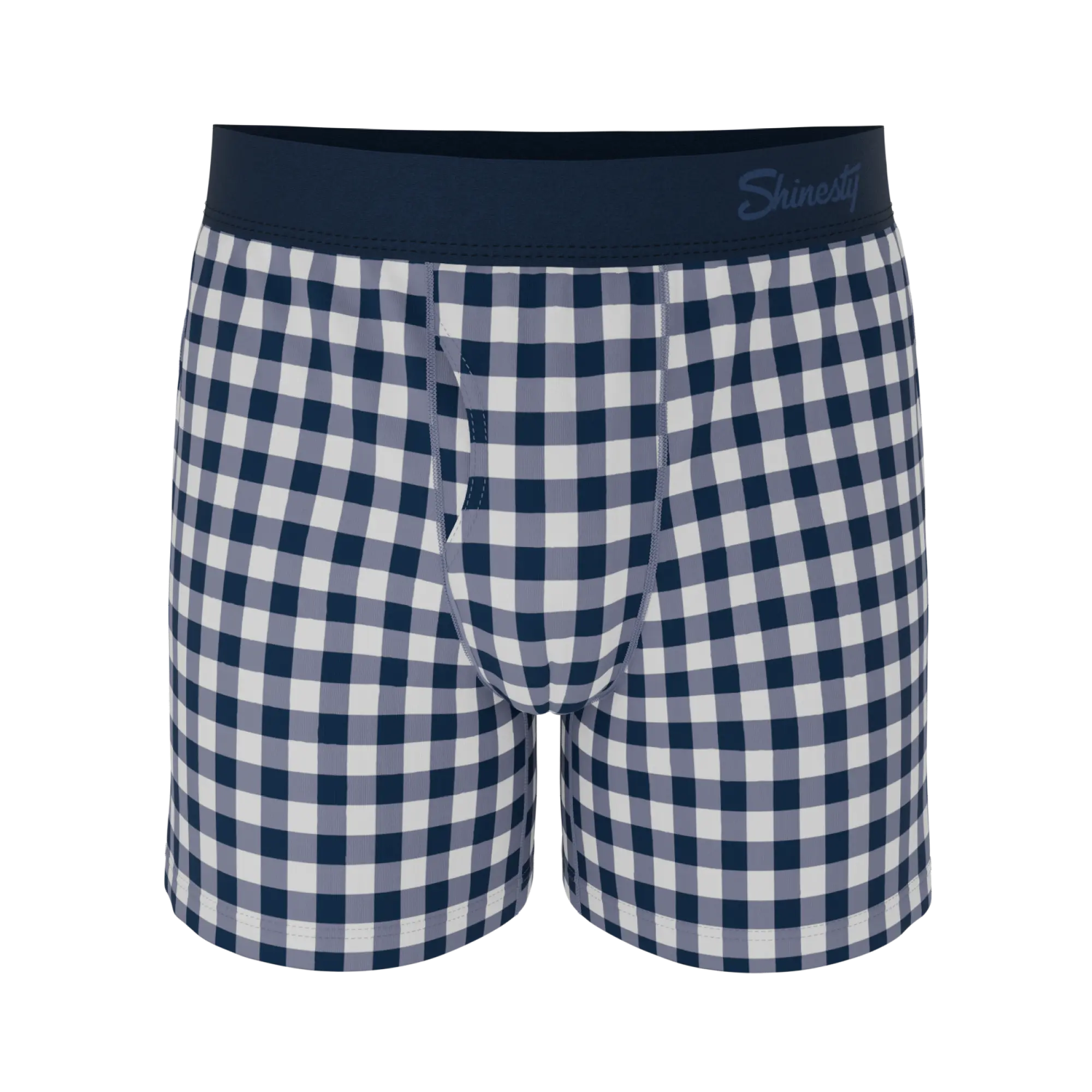 Shinesty Navy Gingham Boxers For Men Mad For Plaid Pattern Classic Fit Everyday Comfort - MENLL