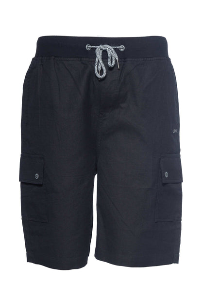 Micah Linen Short with cargo pockets and ribbed waistband.