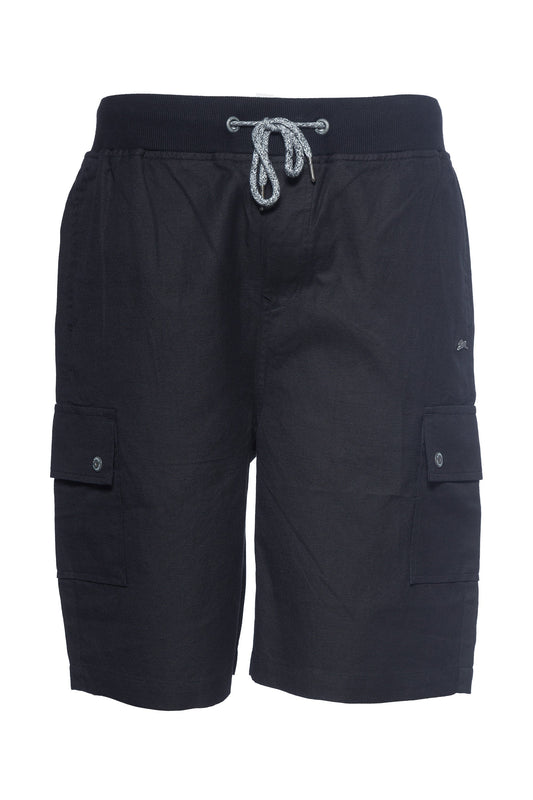 Micah Linen Short with cargo pockets and ribbed waistband.