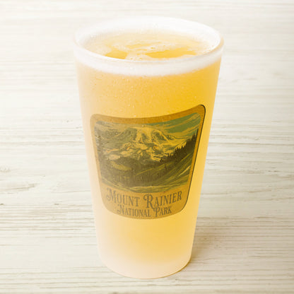 Mount Rainier National Park Frosted Pint Glass Sign