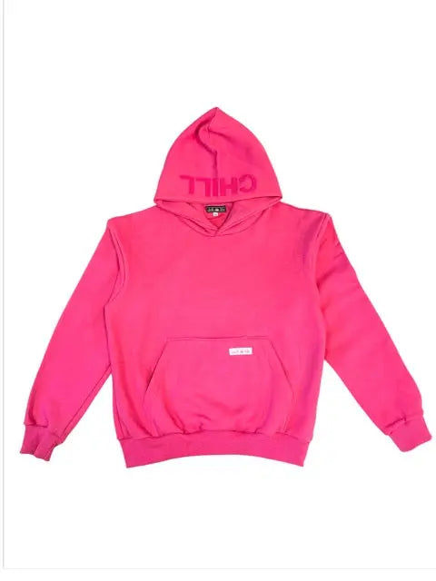 Zen Zip Chenille Applique Hoodie - Bermuda Pink chill life style