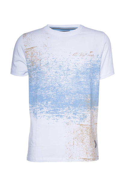 Reubin graphic print crew short sleeve cotton jersey knit shirt with signature Rabbit screen print.
