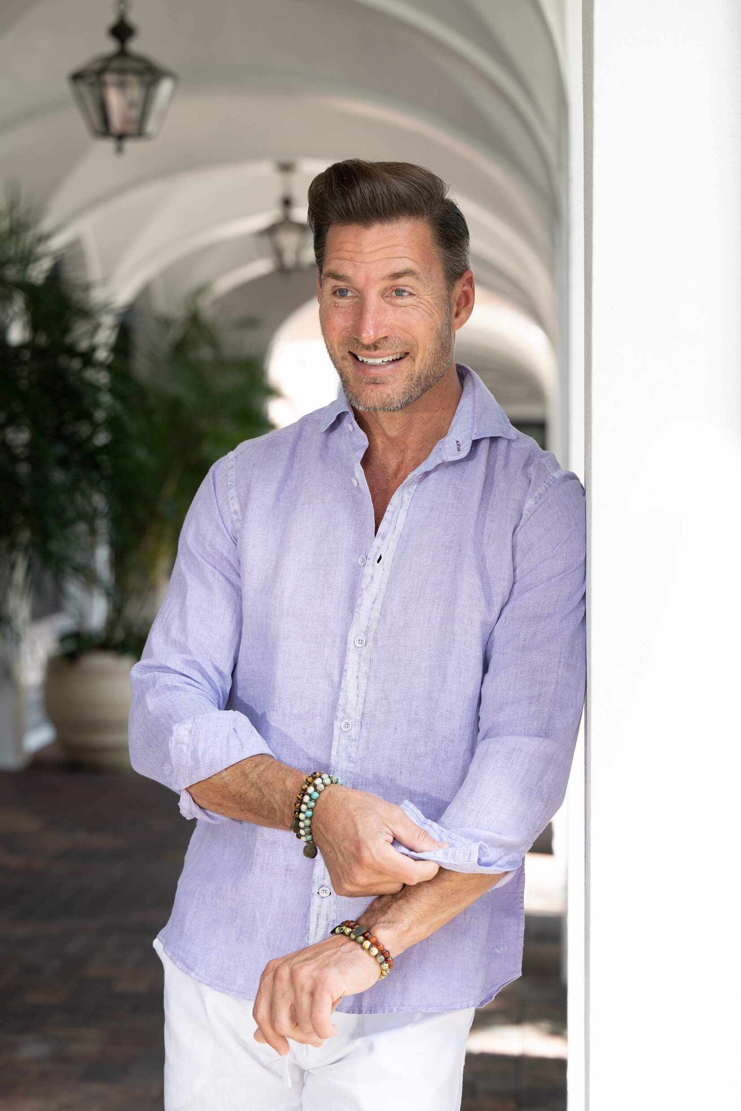 RICARDO LINEN SHIRT (White, Pink, Lavender, Light Blue) - MENLL
