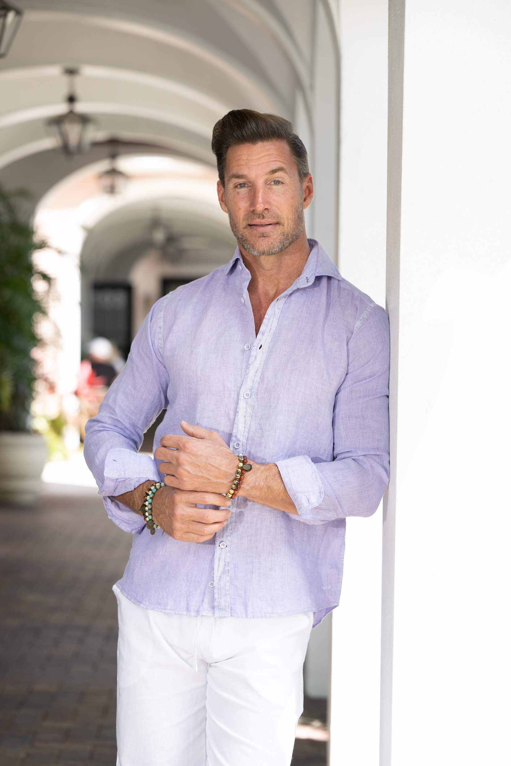 RICARDO LINEN SHIRT (White, Pink, Lavender, Light Blue) - MENLL