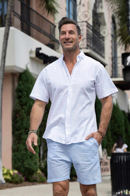 RICO LINEN SHORT (White, Salt & Pepper, Pink, Light Bue) - MENLL