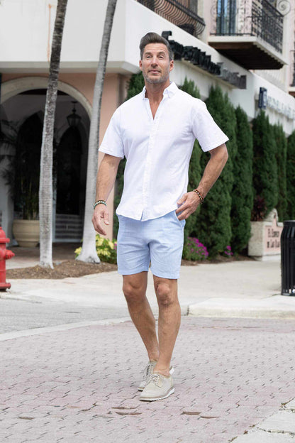 RICO LINEN SHORT (White, Salt & Pepper, Pink, Light Bue) - MENLL