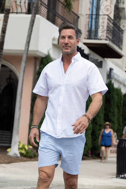 RICO LINEN SHORT (White, Salt & Pepper, Pink, Light Bue) - MENLL