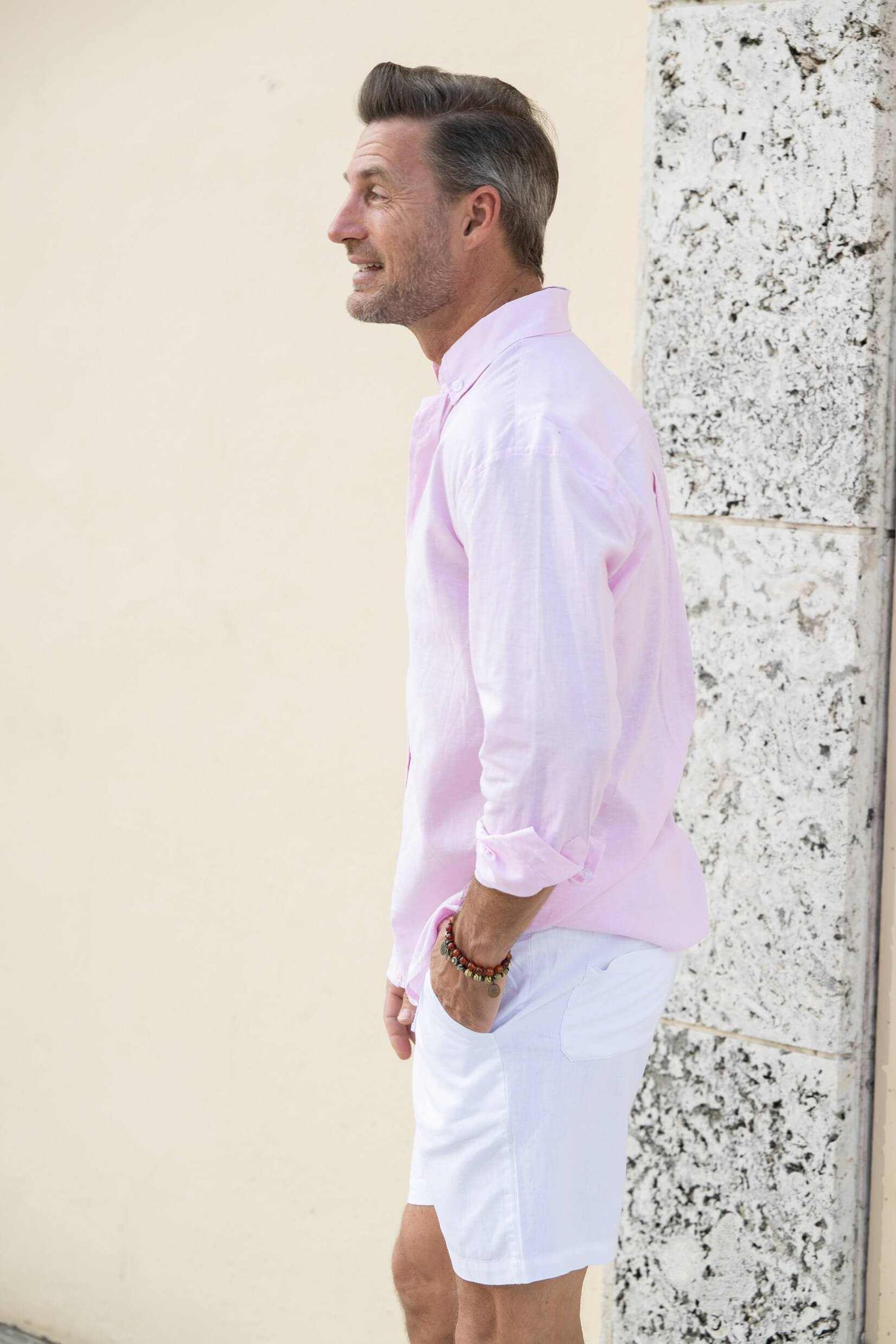 RICO LINEN SHORT (White, Salt & Pepper, Pink, Light Bue) - MENLL