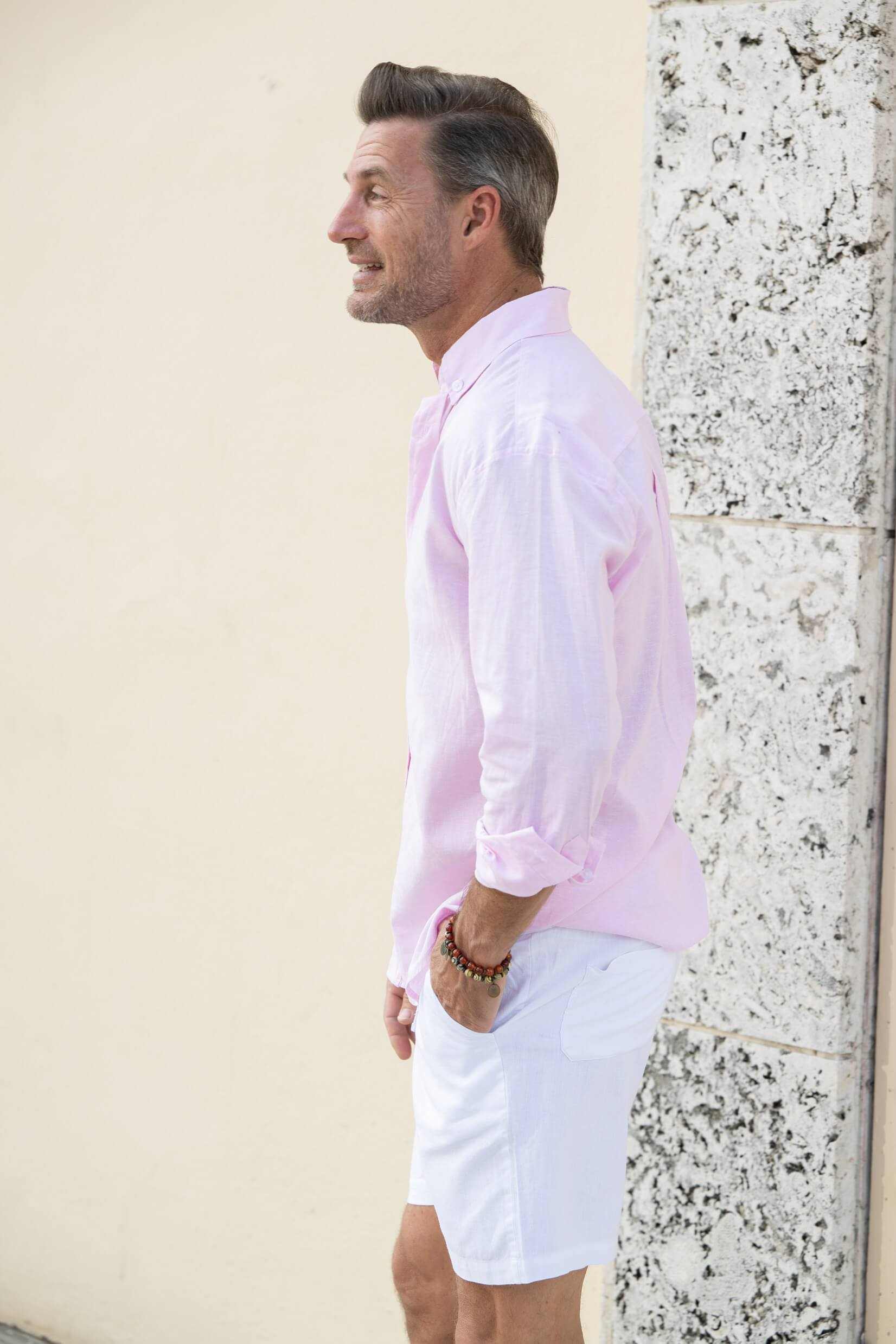 RICO LINEN SHORT (White, Salt & Pepper, Pink, Light Bue) - MENLL
