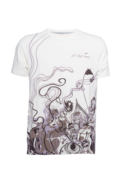 Rory graphic print tee with short sleeves and vine design on the front.