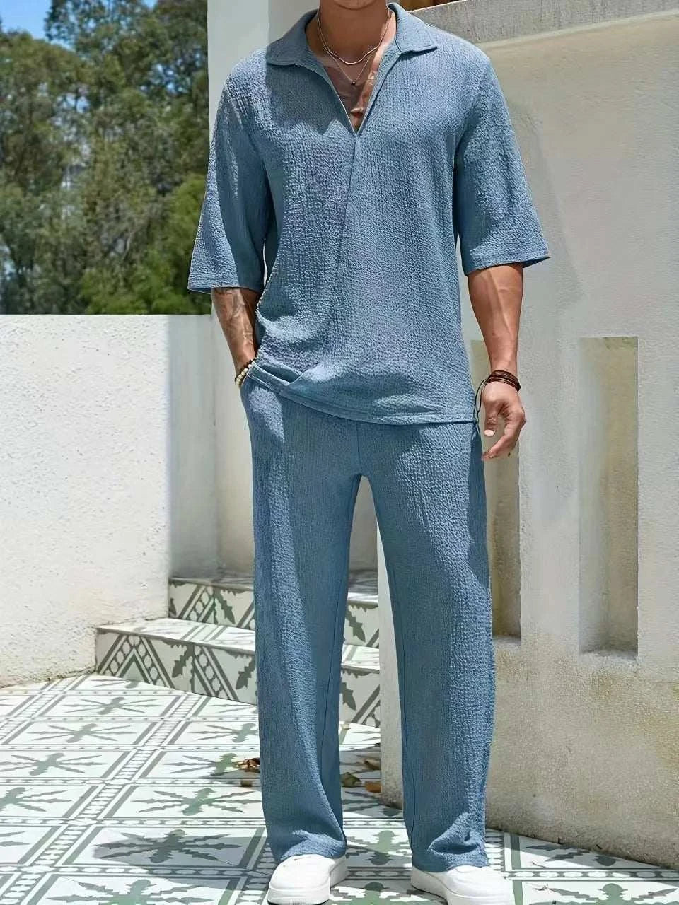 Vacation  Summer Men's retro casual pants set - MENLL