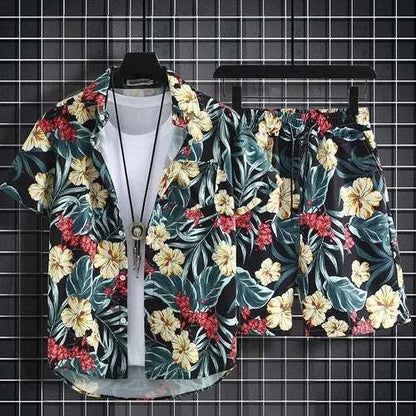 Floral Design men Beach short set - MENLL