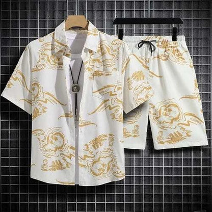 Floral Design men Beach short set - MENLL