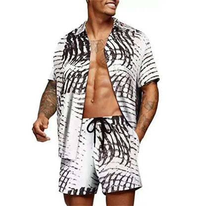 Floral Hawaiian  two piece men beach shorts set - MENLL