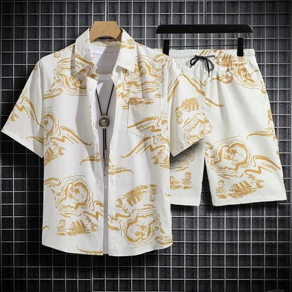 Floral Design men Beach short set - MENLL
