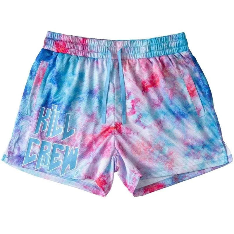 Colorful floral patterned New Drip Sports men's beach shorts with drawstring closure and regular fit.