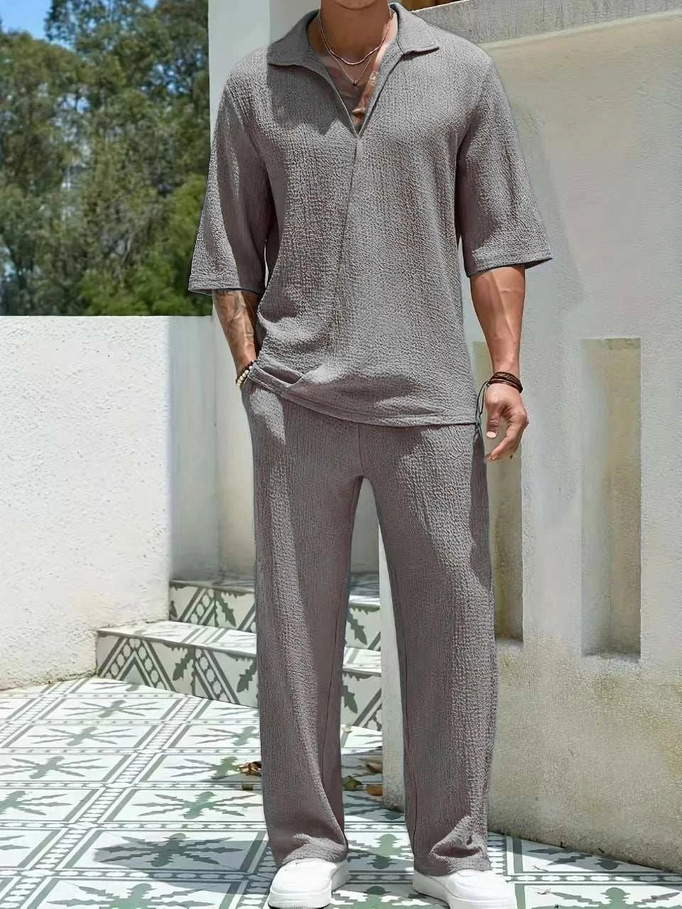 Vacation  Summer Men's retro casual pants set - MENLL
