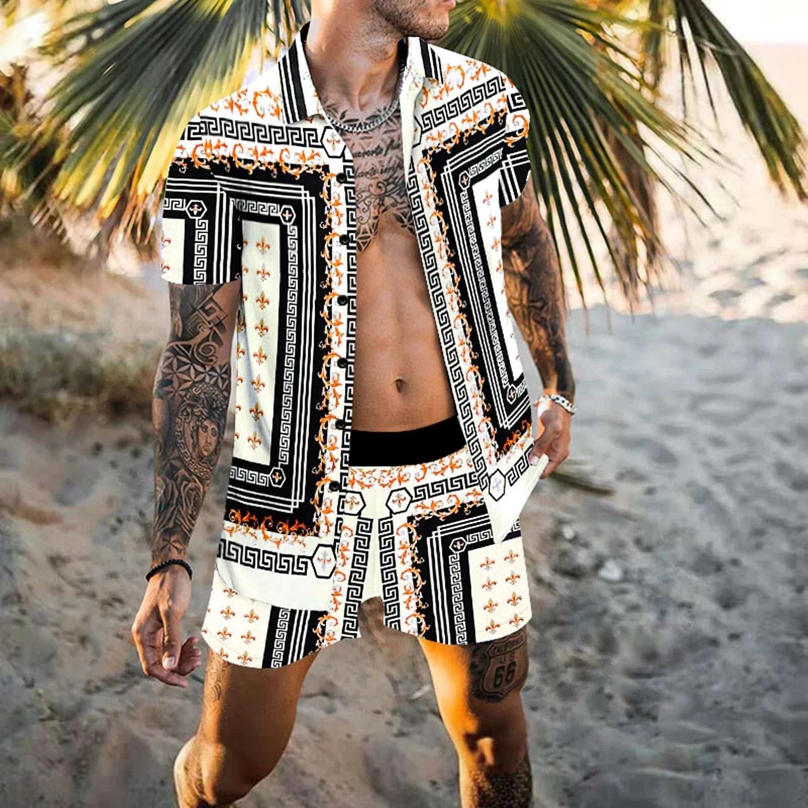 Designer style men two piece Beach set - MENLL